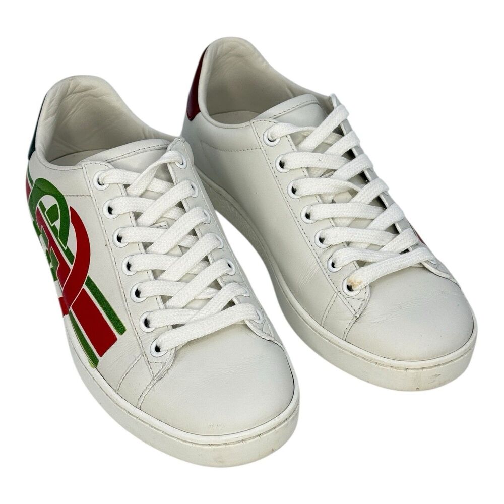 Gucci Ace Interlocking GG White Red Green Logo Women’s Sneaker Size 04G 4.5 US